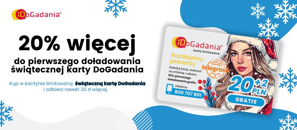 świąteczna karta DoGadania 20+2 zł z bonusami